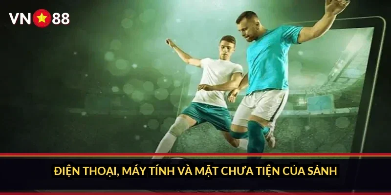 Điện thoại, máy tính và mặt chưa tiện của sảnh